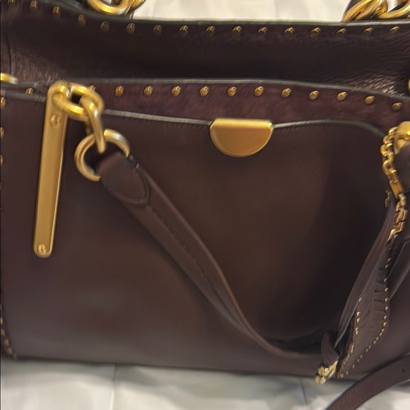 VINTAGE NWOT COACH Brown Leather Satchel with Gold Accents - Picture 3 of 10